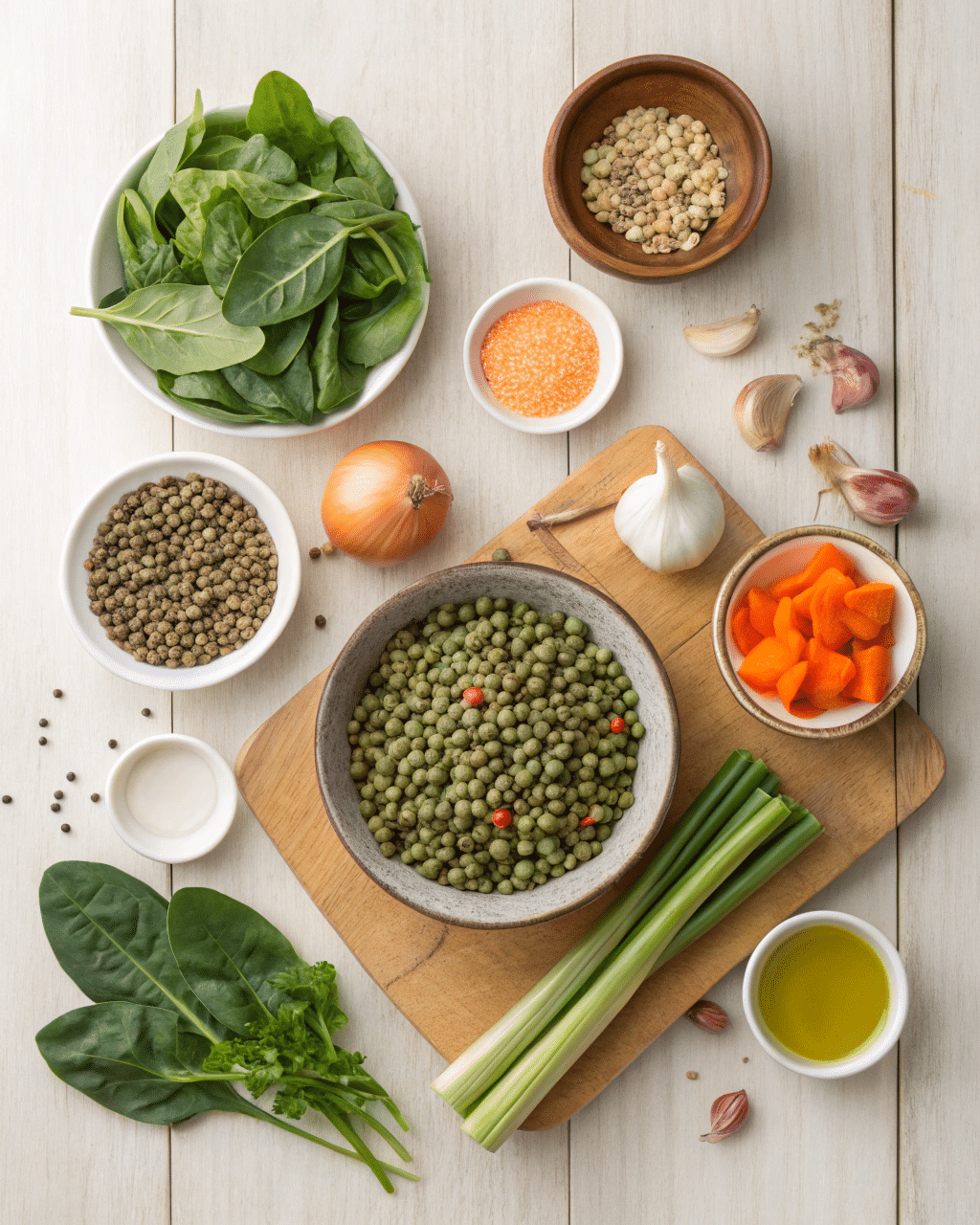 lentil spinach stew ingredients