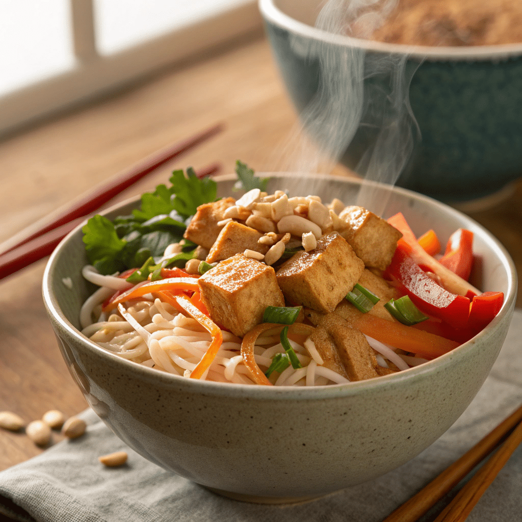 Spicy Peanut Tofu Noodle Bowl