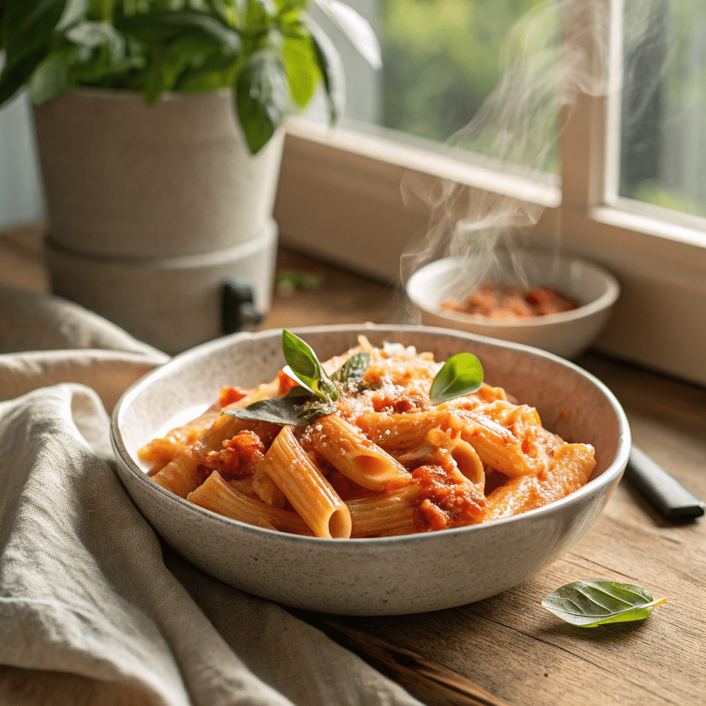 creamy tomato coconut pasta vegan