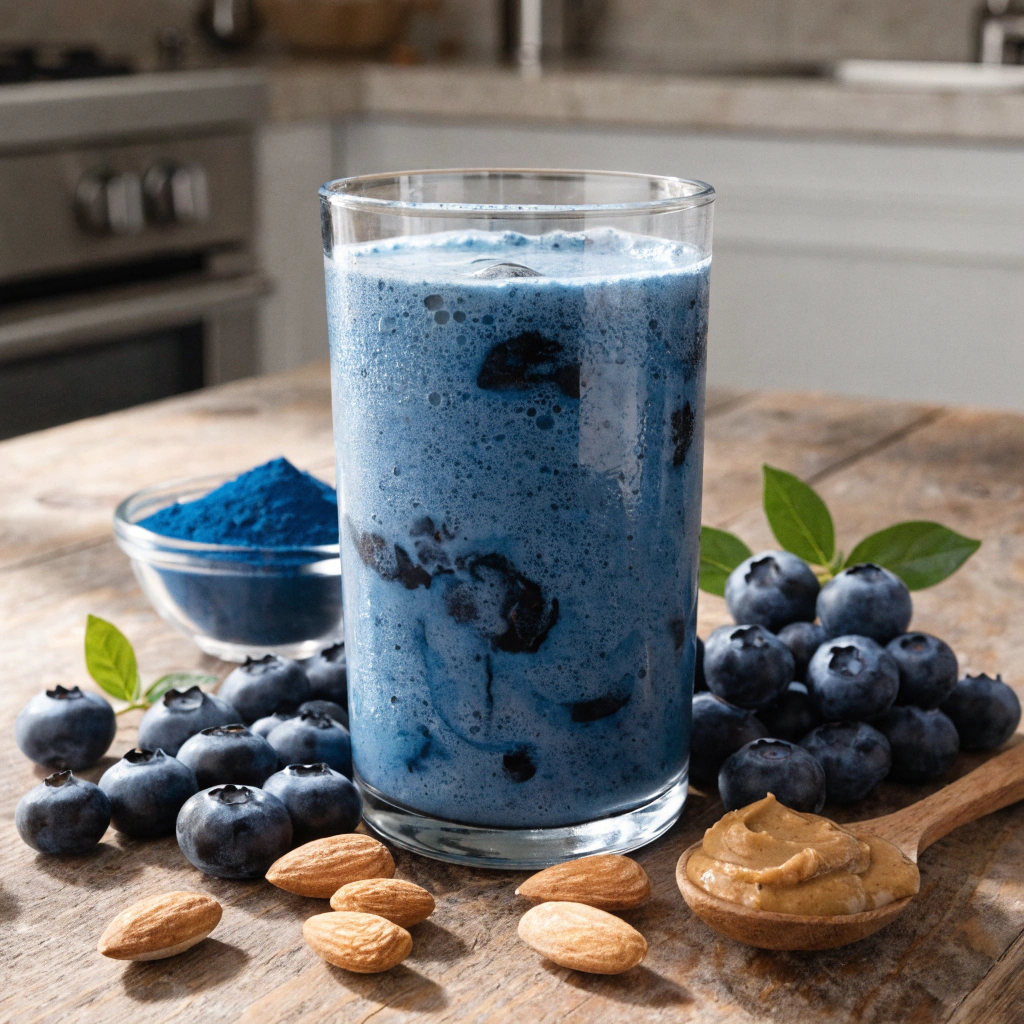 Blueberry Spirulina Almond Smoothie