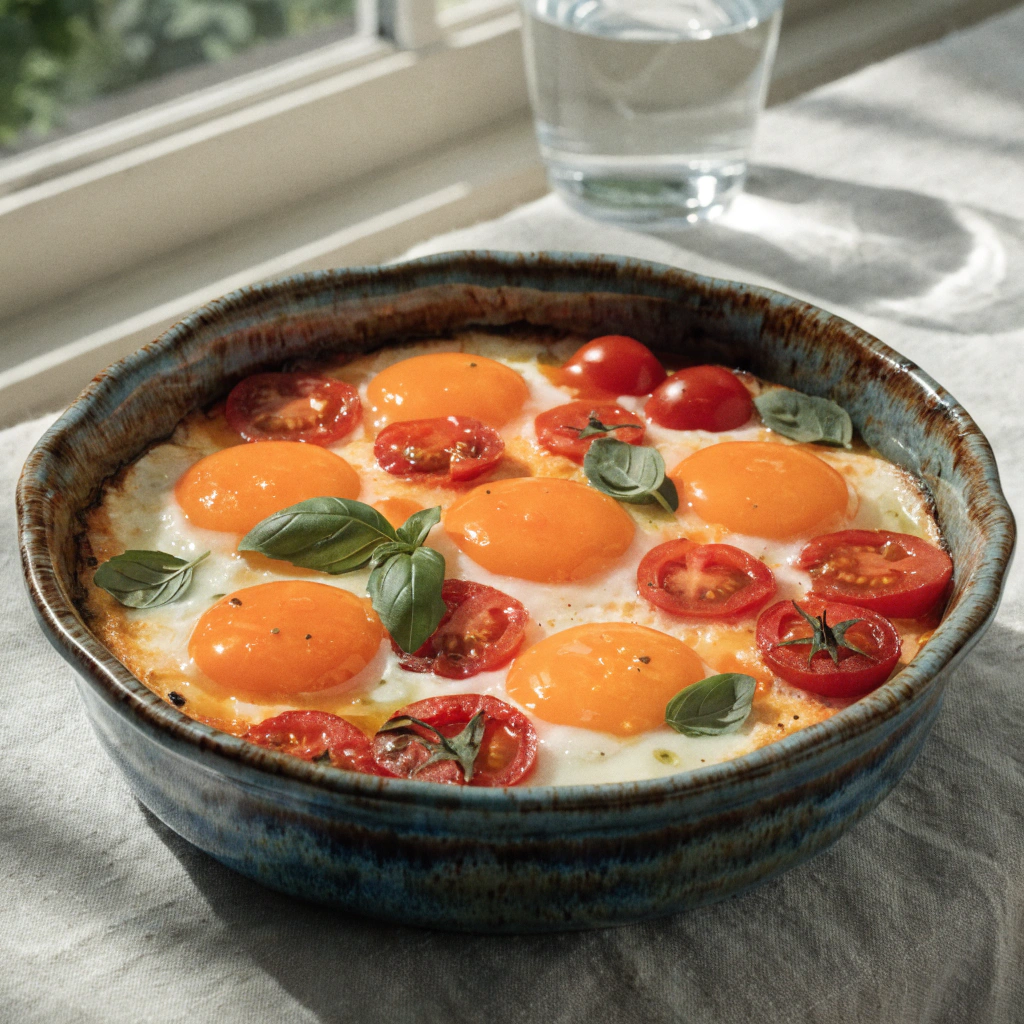 Low-Cal Tomato Basil Egg Bake (Healthy, Simple & Cozy)