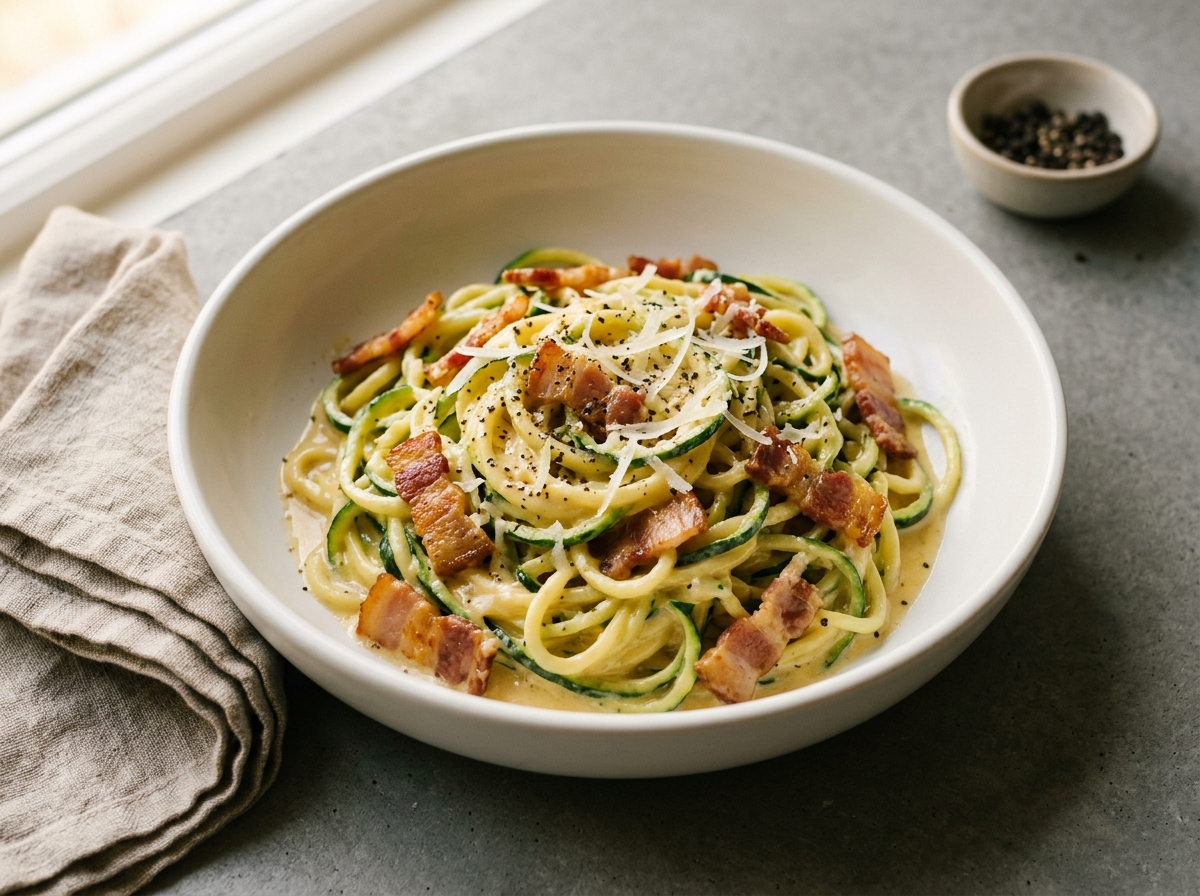 Keto Zucchini Carbonara Recipe
