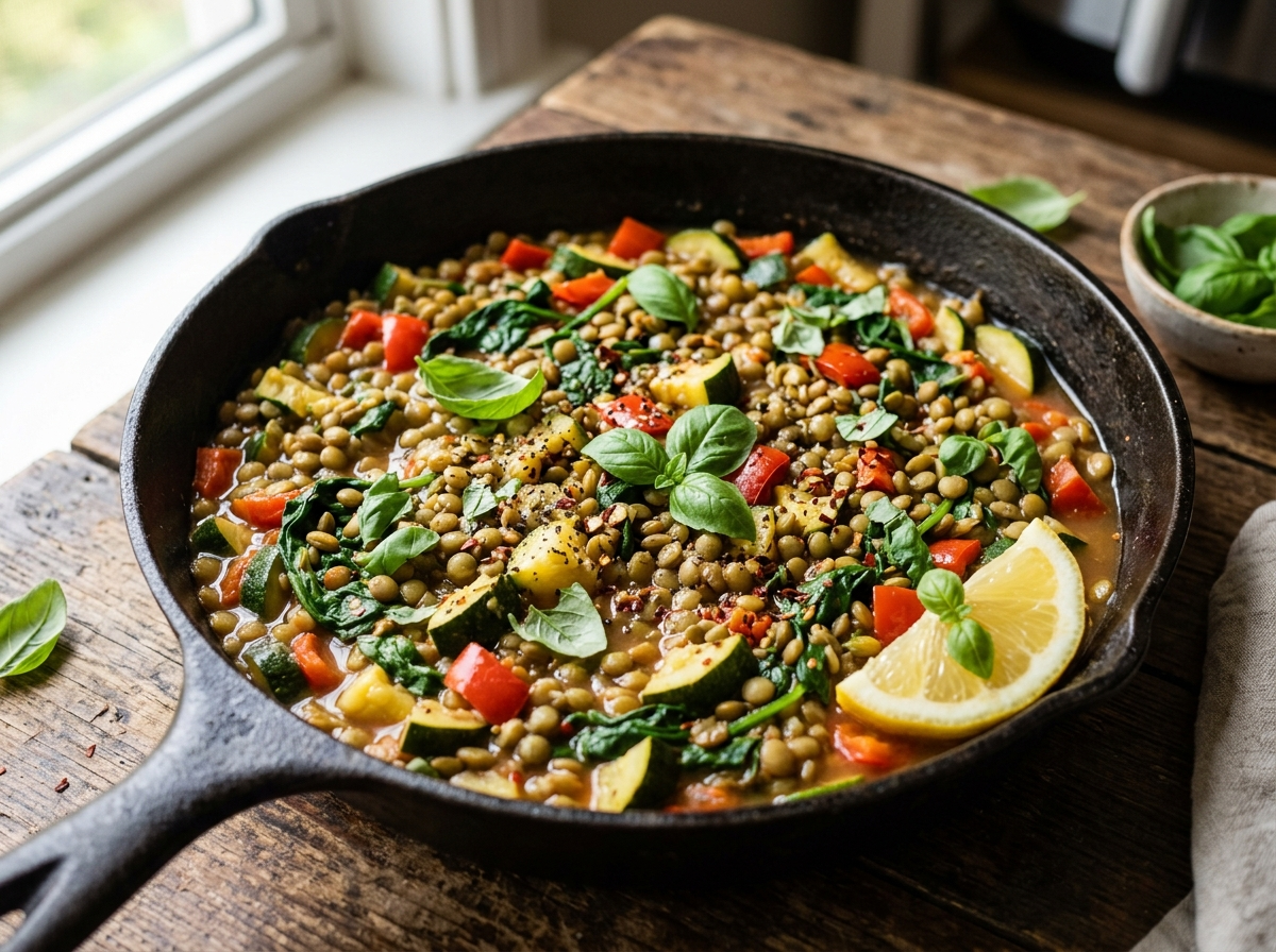 Basil Lentil Veggie Skillet