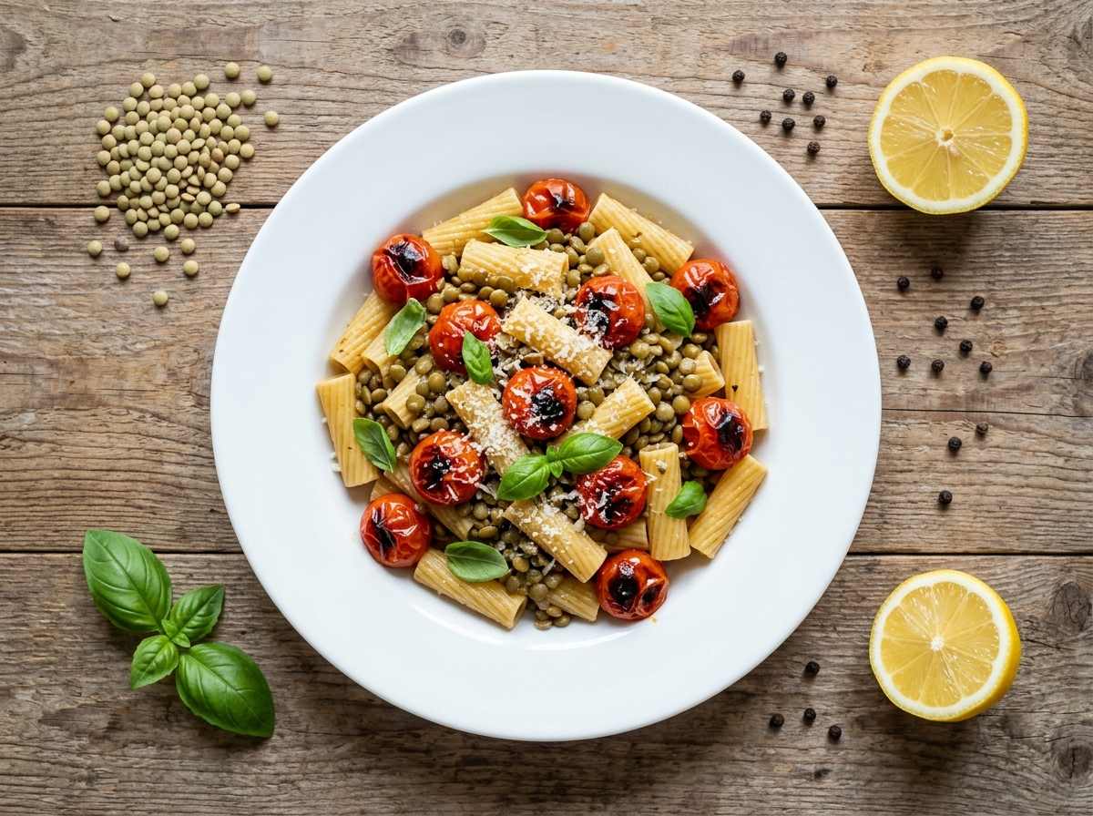 Roasted Tomato Lentil Pasta