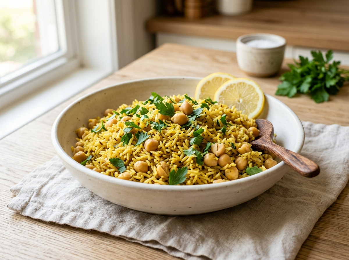 Chickpea Lemon Rice Pilaf