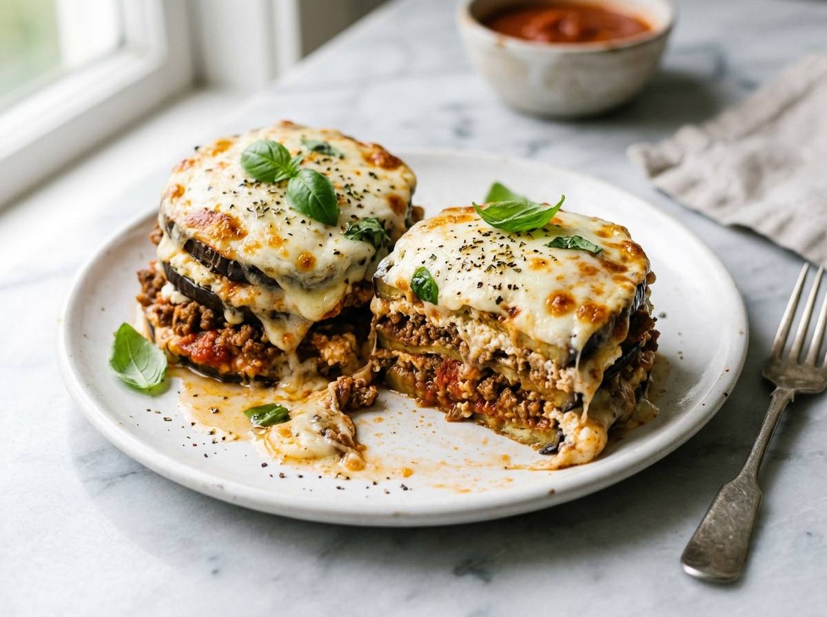 Keto Eggplant Lasagna Stacks