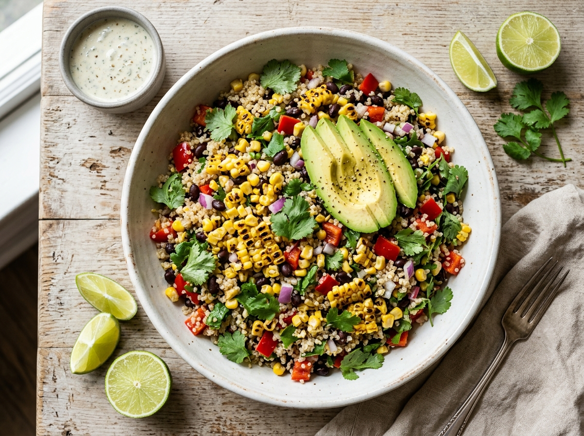 Quinoa Corn Gluten-Free Salad with Lime Herb Dressing