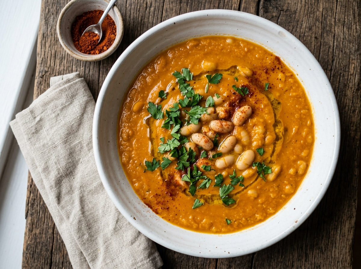 Smoky Carrot and White Bean Soup