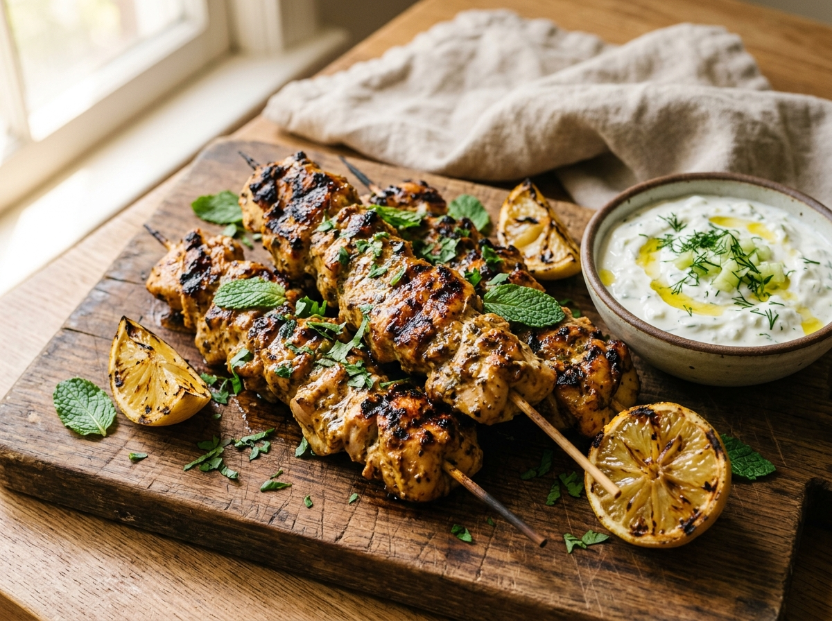 Yogurt Marinated Chicken Skewers