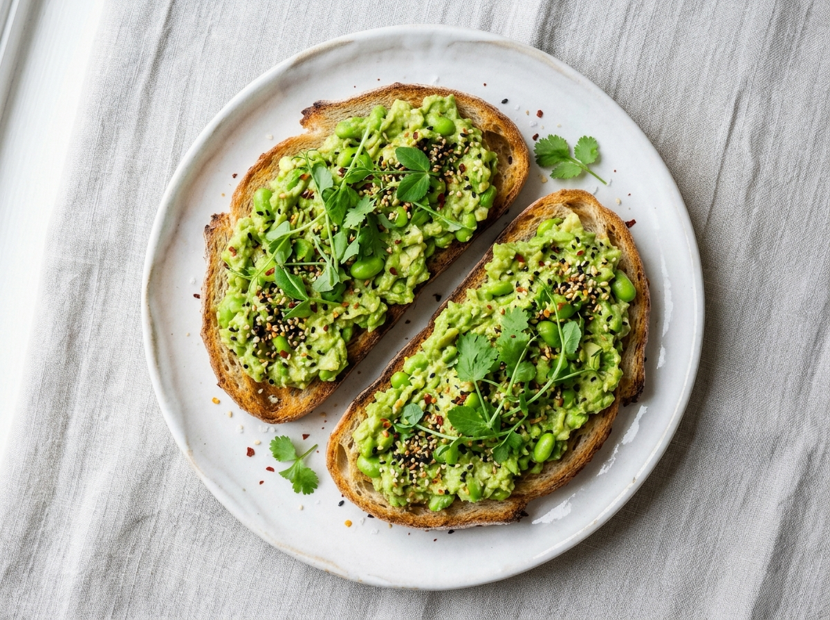 Avocado and Edamame Smash Toast