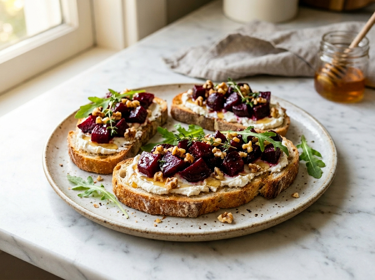 Roasted Beetroot and Goat Cheese Tartine