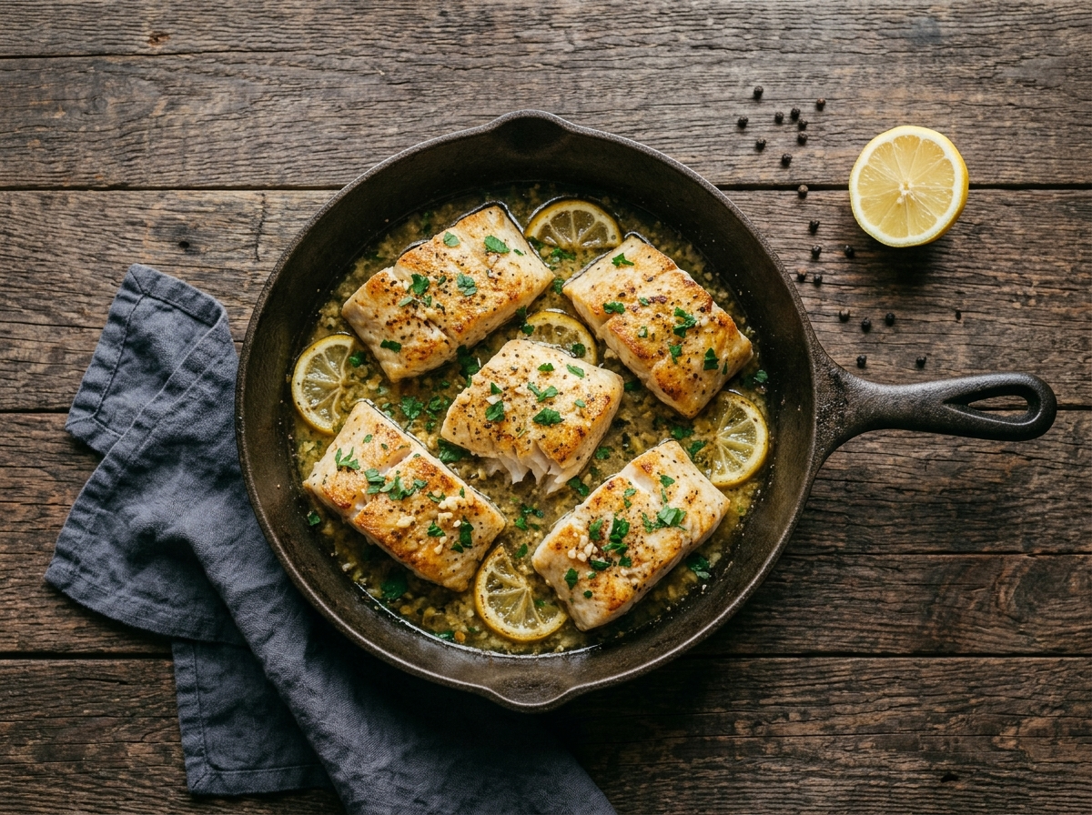 Keto Lemon Garlic Cod Dinner