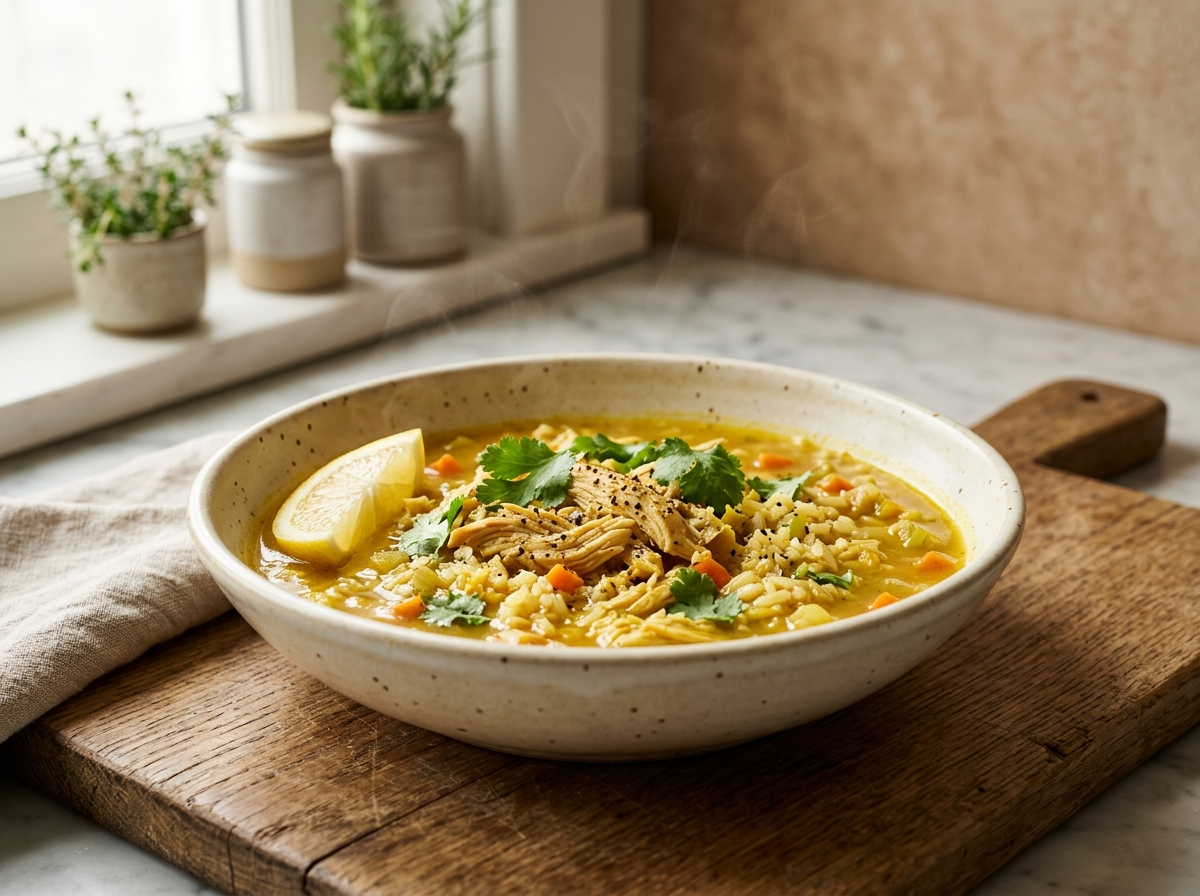Ginger Turmeric Chicken and Rice Soup