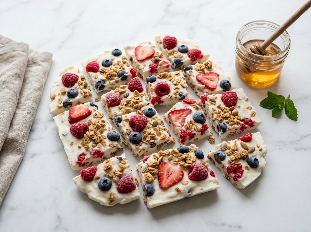 Frozen Yogurt Bark with Berries