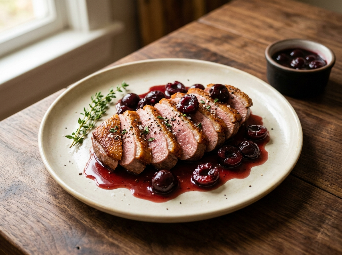 Duck Breast with Cherry Balsamic Reduction