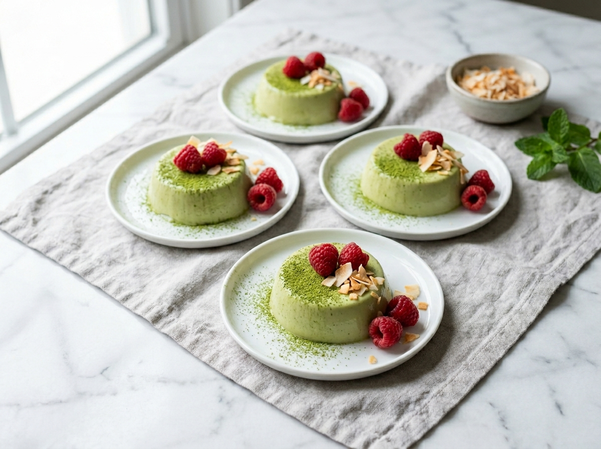 Sugar-Free Matcha Coconut Panna Cotta