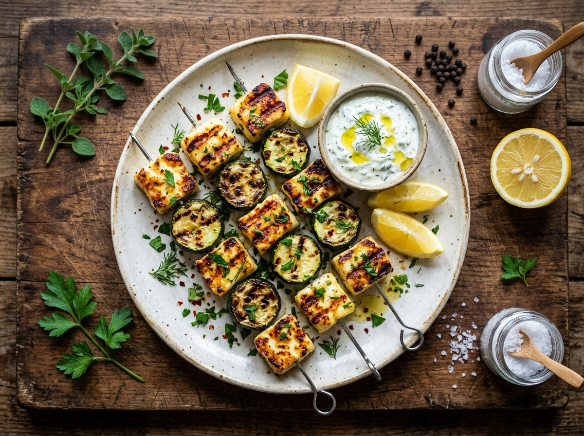 Keto Halloumi and Zucchini Skewers