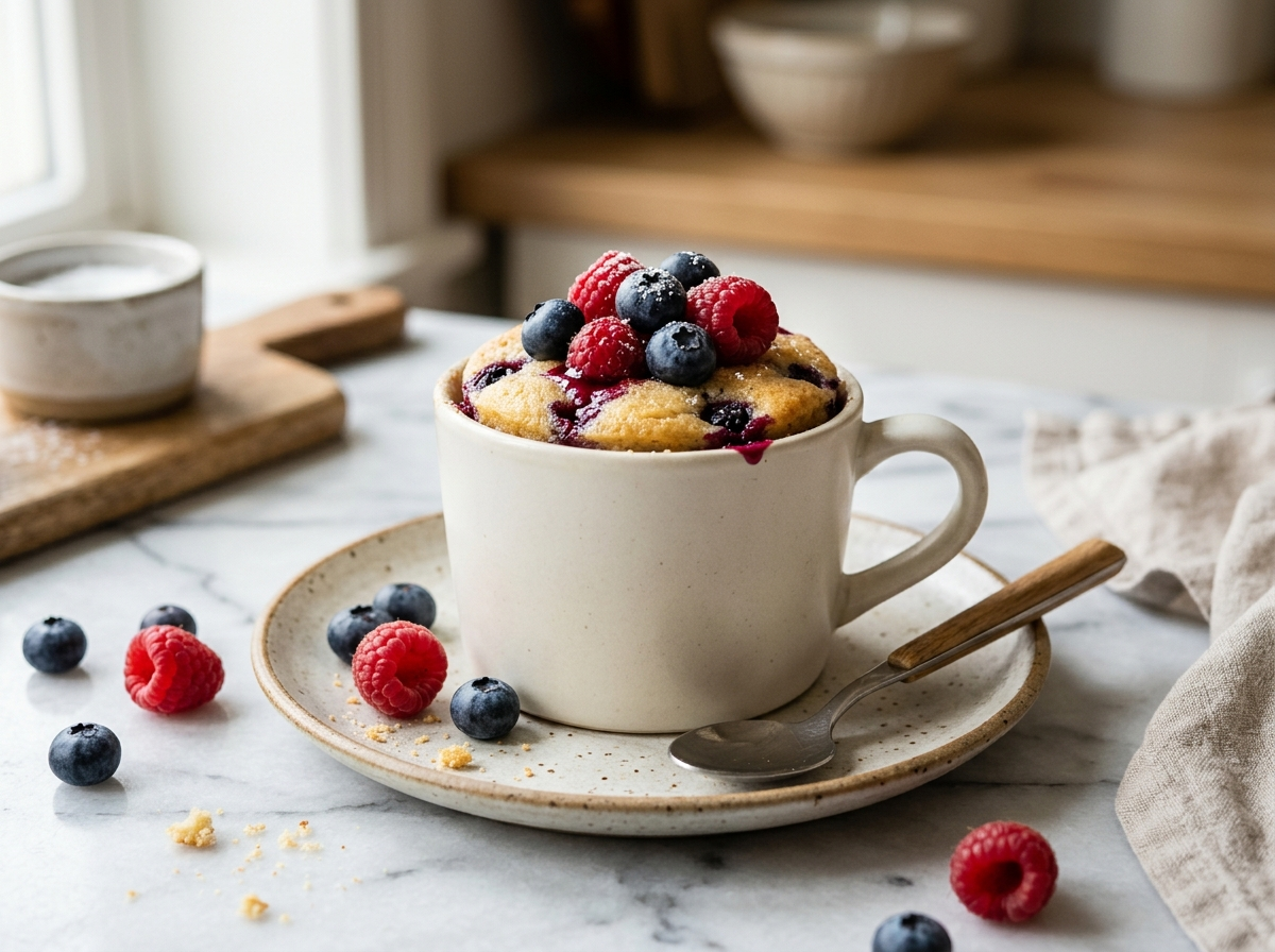Sugar-Free Vanilla Berry Mug Cake
