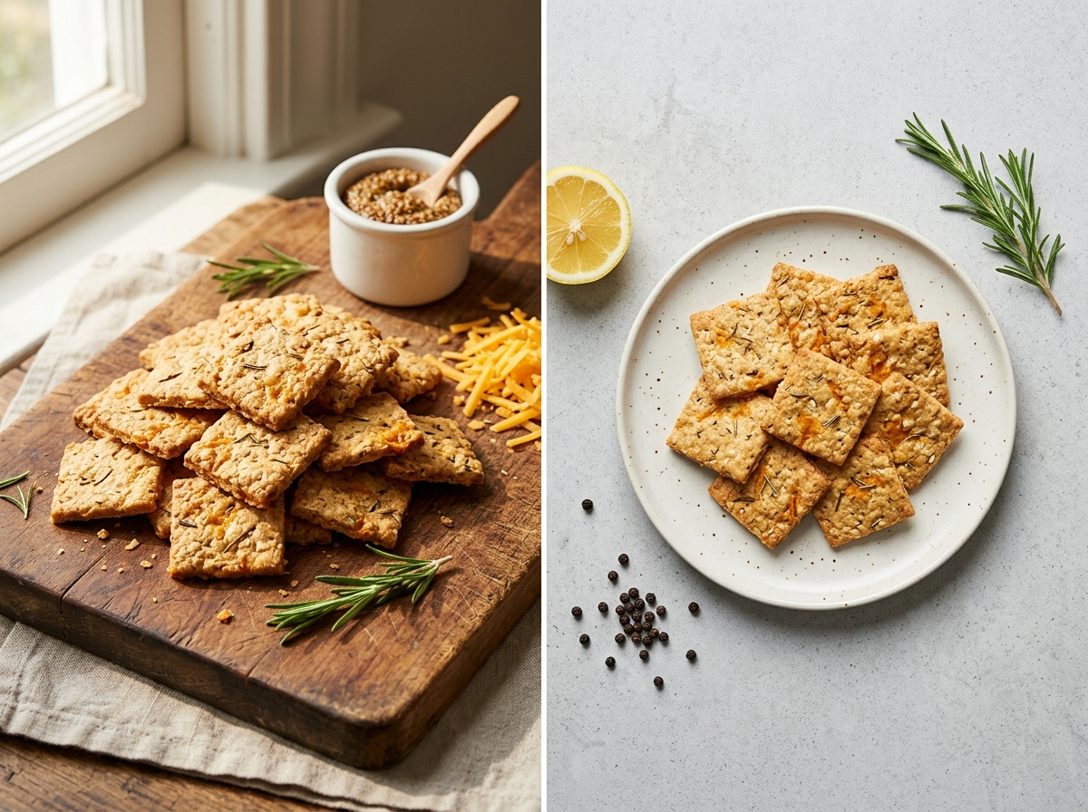 Savory Oat and Cheddar Crackers