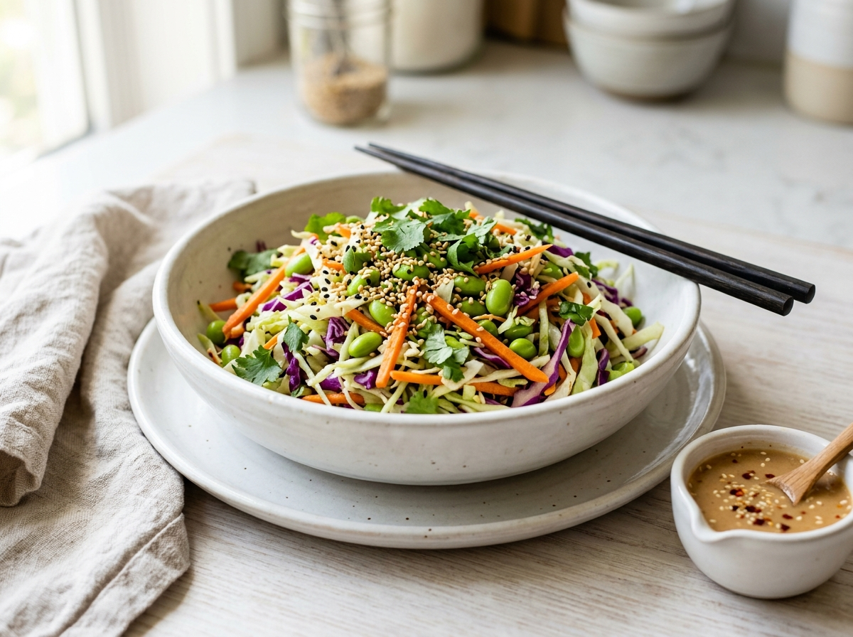 Light Asian Slaw with Sesame Dressing