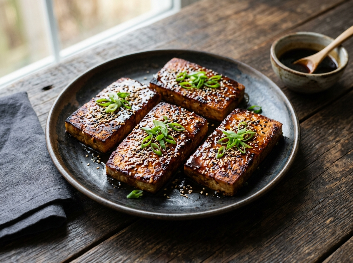 Sesame Soy Glazed Tofu Steaks