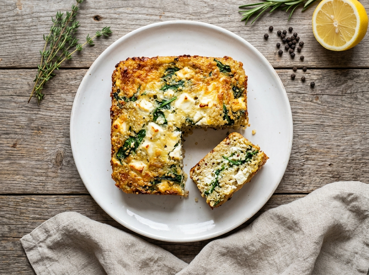 Gluten-Free Spinach and Feta Quinoa Bake