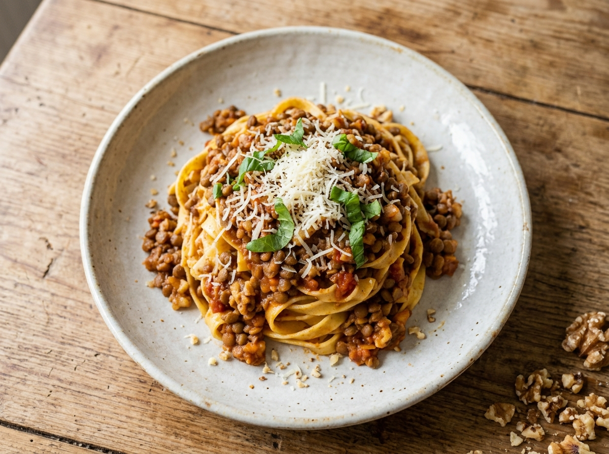 Lentil Walnut Bolognese: Hearty, Meatless Pasta Sauce