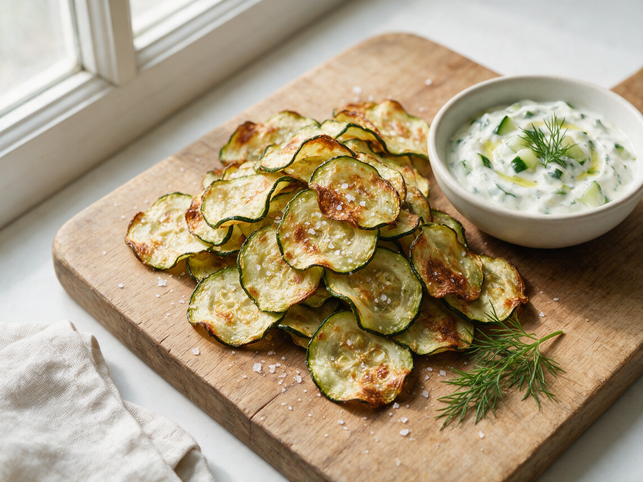 Crispy Baked Zucchini Chips with Sea Salt