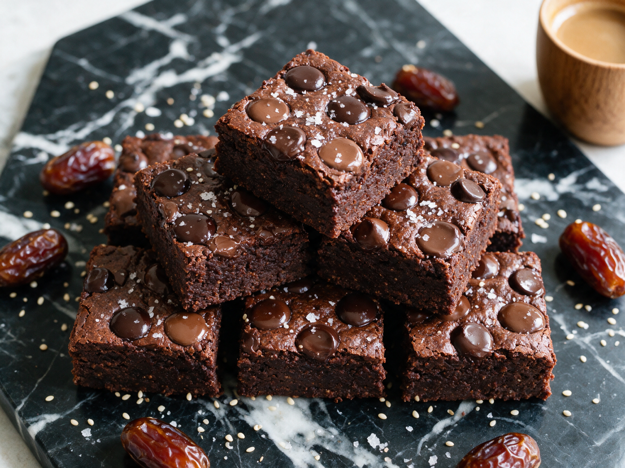 Fudgy Baked Tahini Date Brownies, Naturally Low Sugar