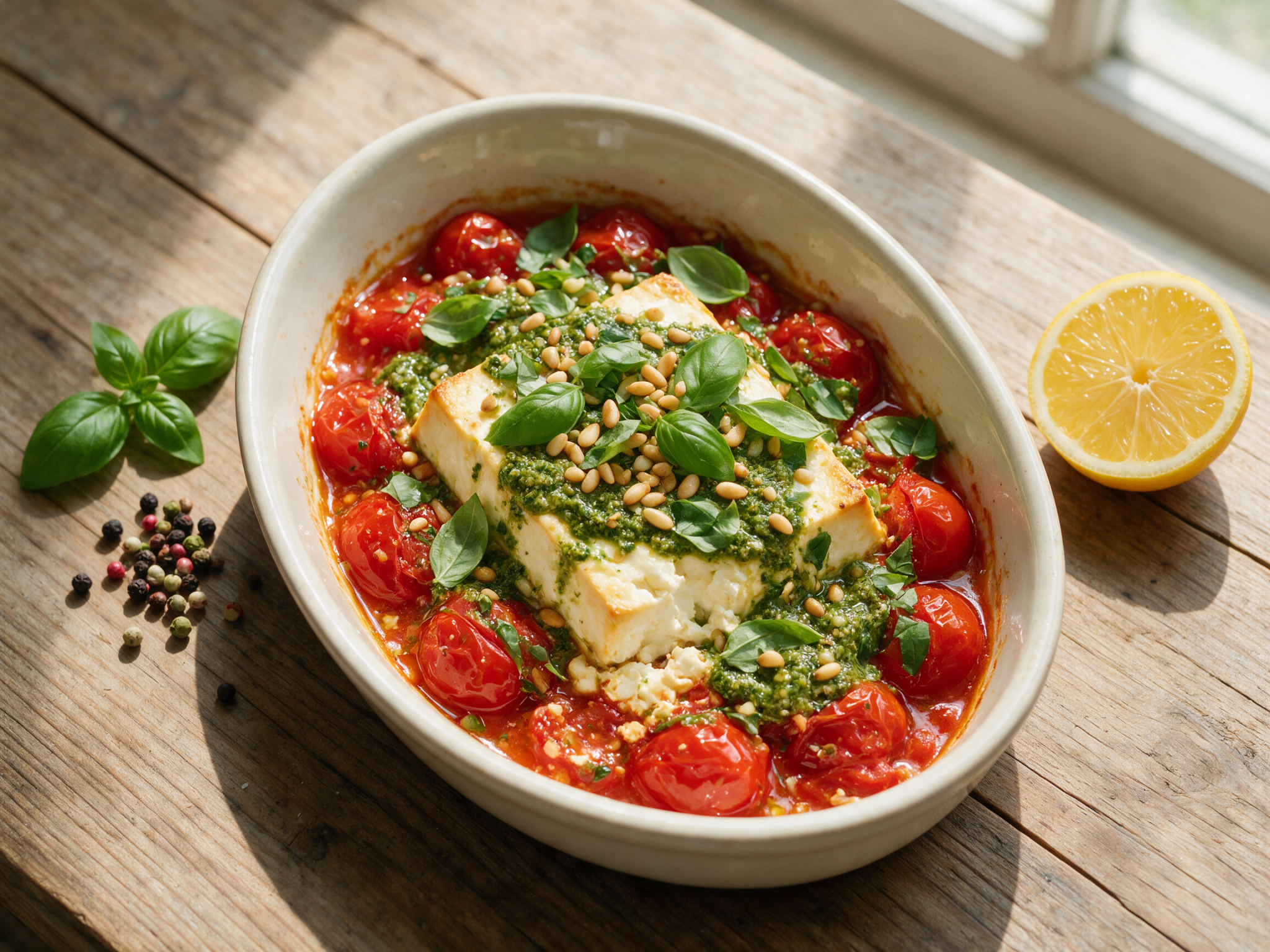 Baked Feta with Pesto and Tomatoes: A Keto Favorite
