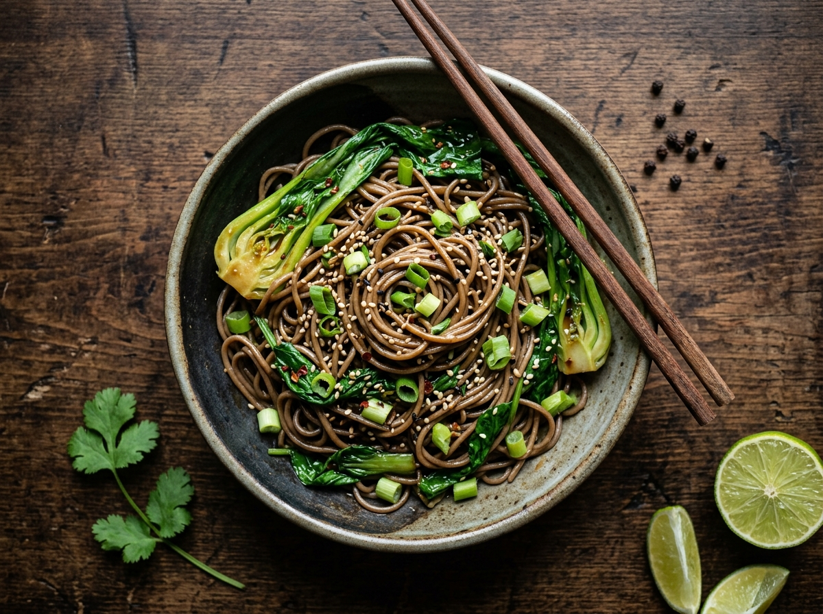 Sesame Ginger Soba with Greens for Busy Weeknights