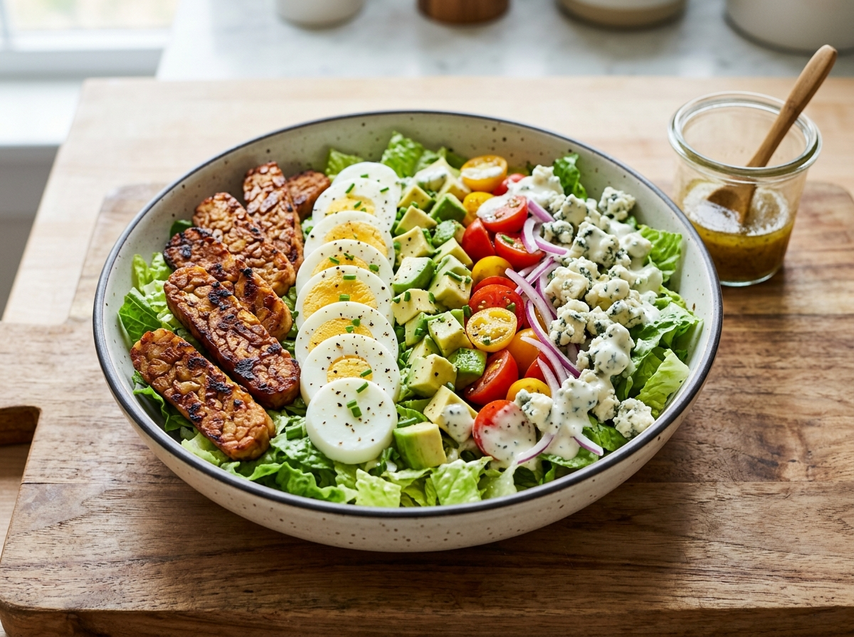 Smoky Tempeh Cobb Salad Bowl with Creamy Blue Cheese