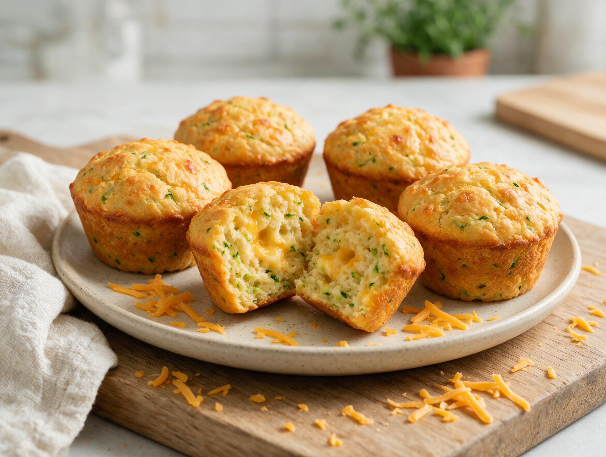 Soft and Cheesy Gluten-Free Zucchini Cheddar Muffins