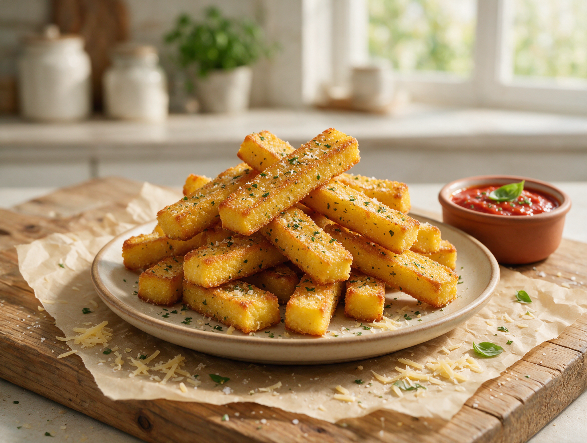 Crispy Oven-Baked Herbed Polenta Fries, Gluten-Free