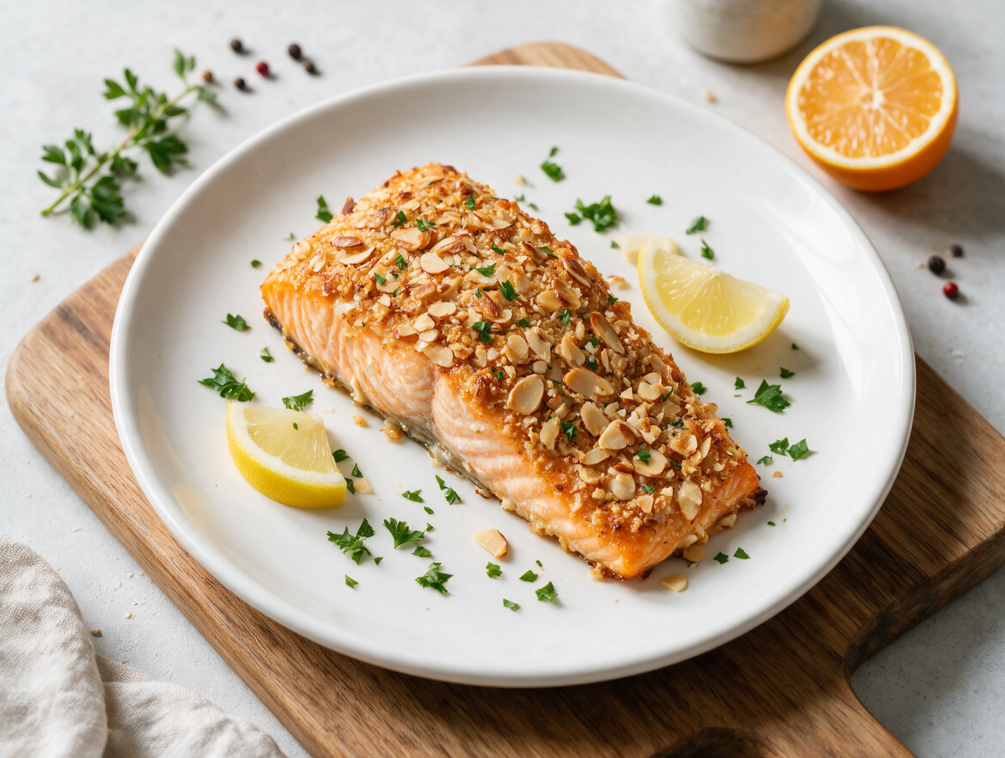 Easy Baked Almond Crusted Salmon Fillets, Gluten-Free