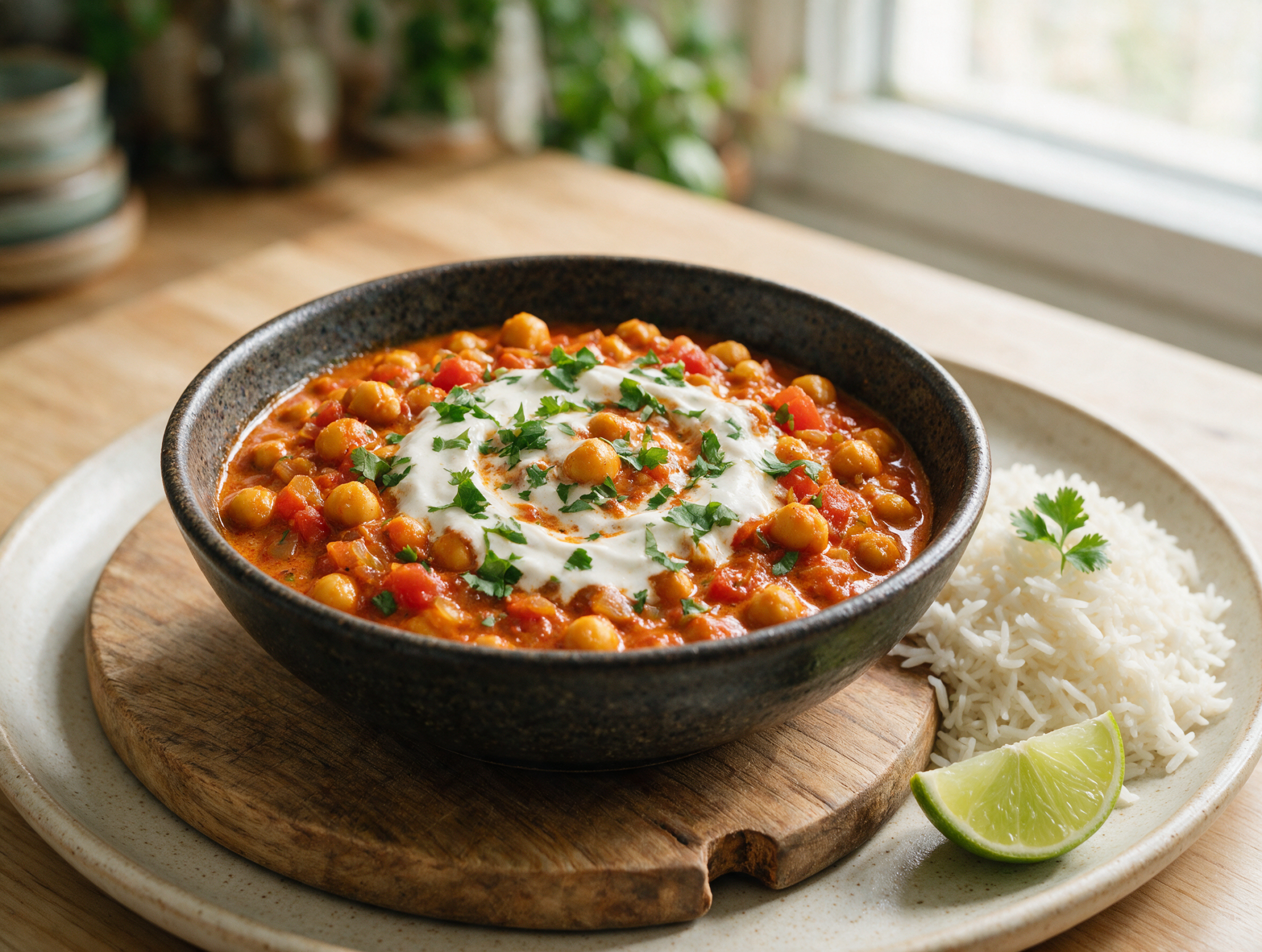 Homemade Chickpea Tikka Masala with Creamy Coconut Sauce