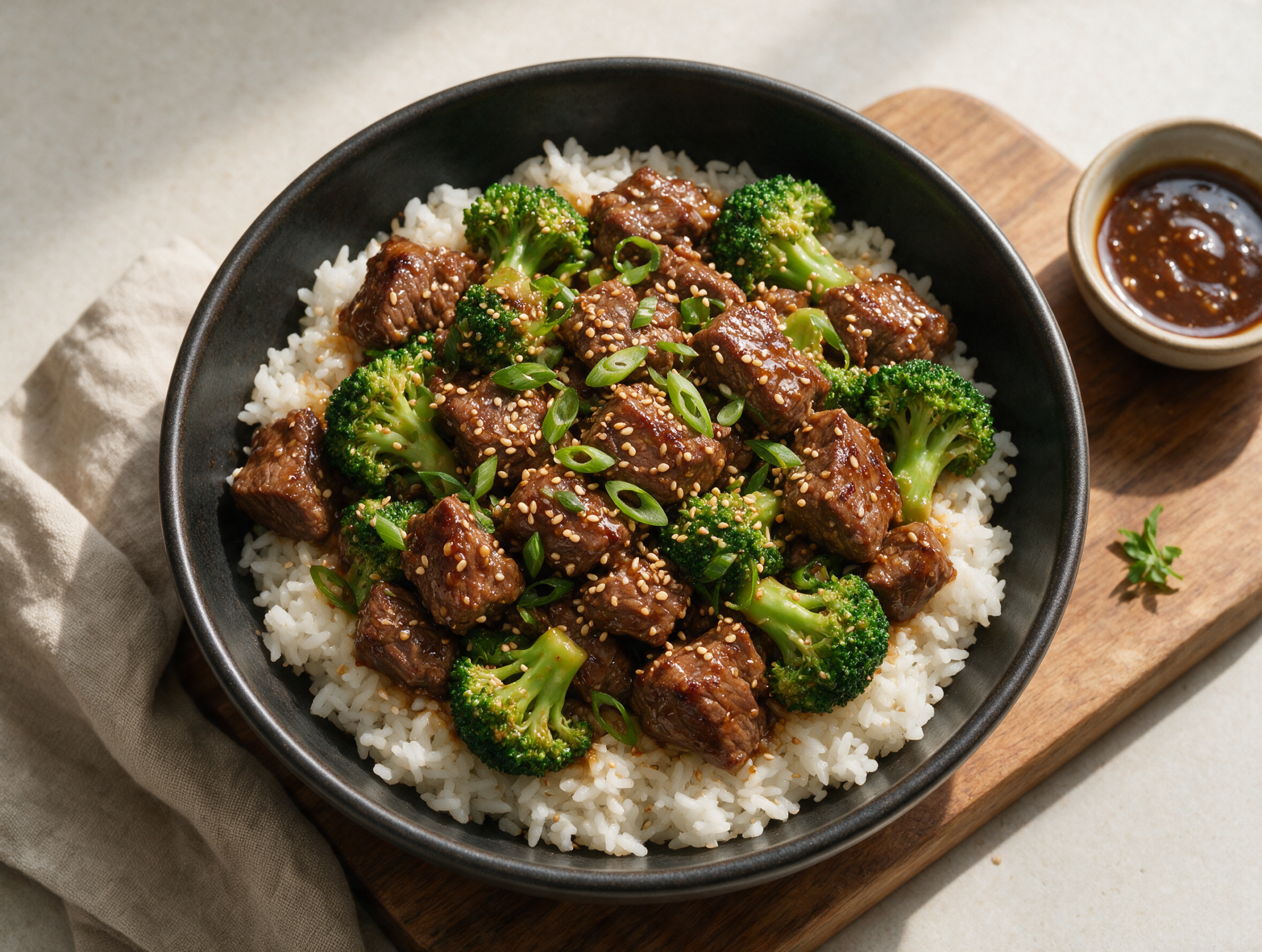 Stir-Fried High-Protein Beef and Broccoli Bowls