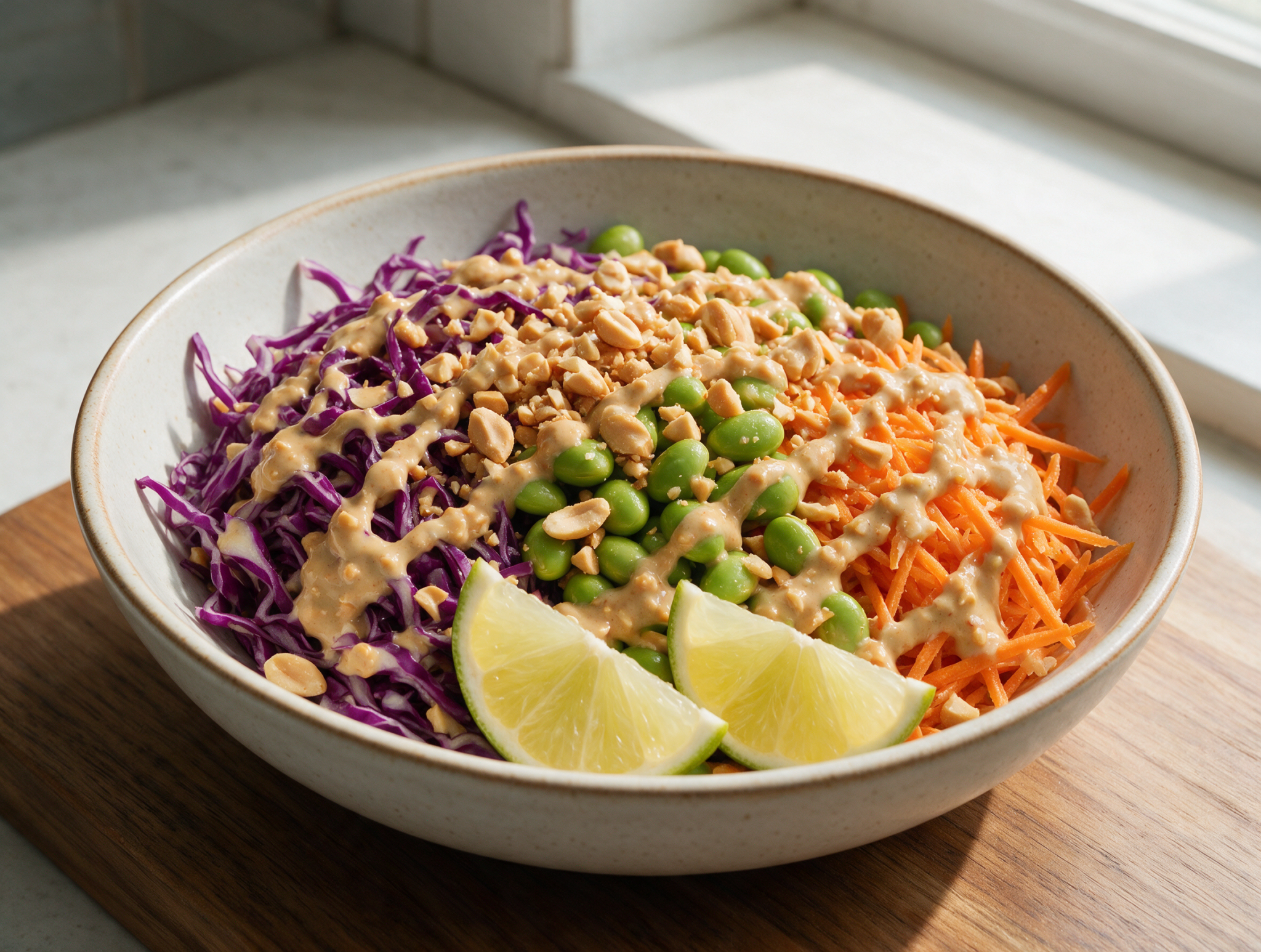 Crunchy Thai Peanut Salad Bowl with Fresh Lime Dressing