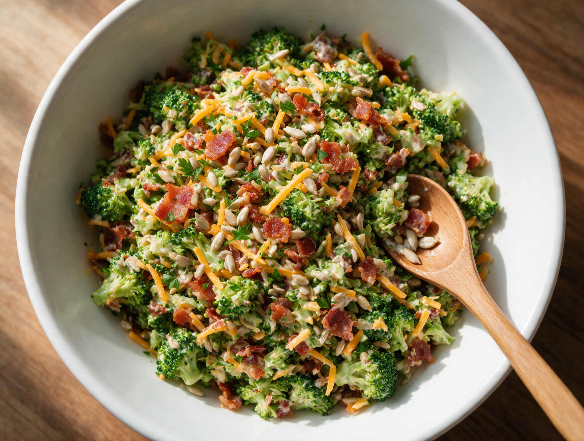 Crunchy Keto Broccoli Bacon Slaw with Crispy Cheddar
