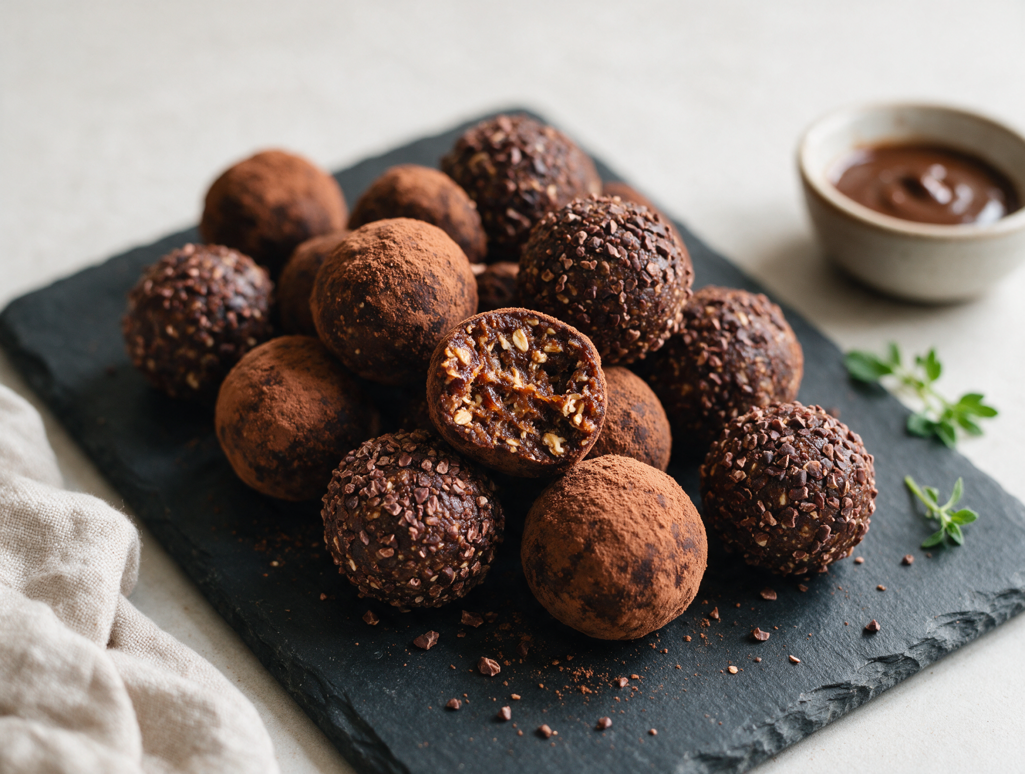 No-Bake Espresso Cacao Energy Balls with Cocoa Nibs