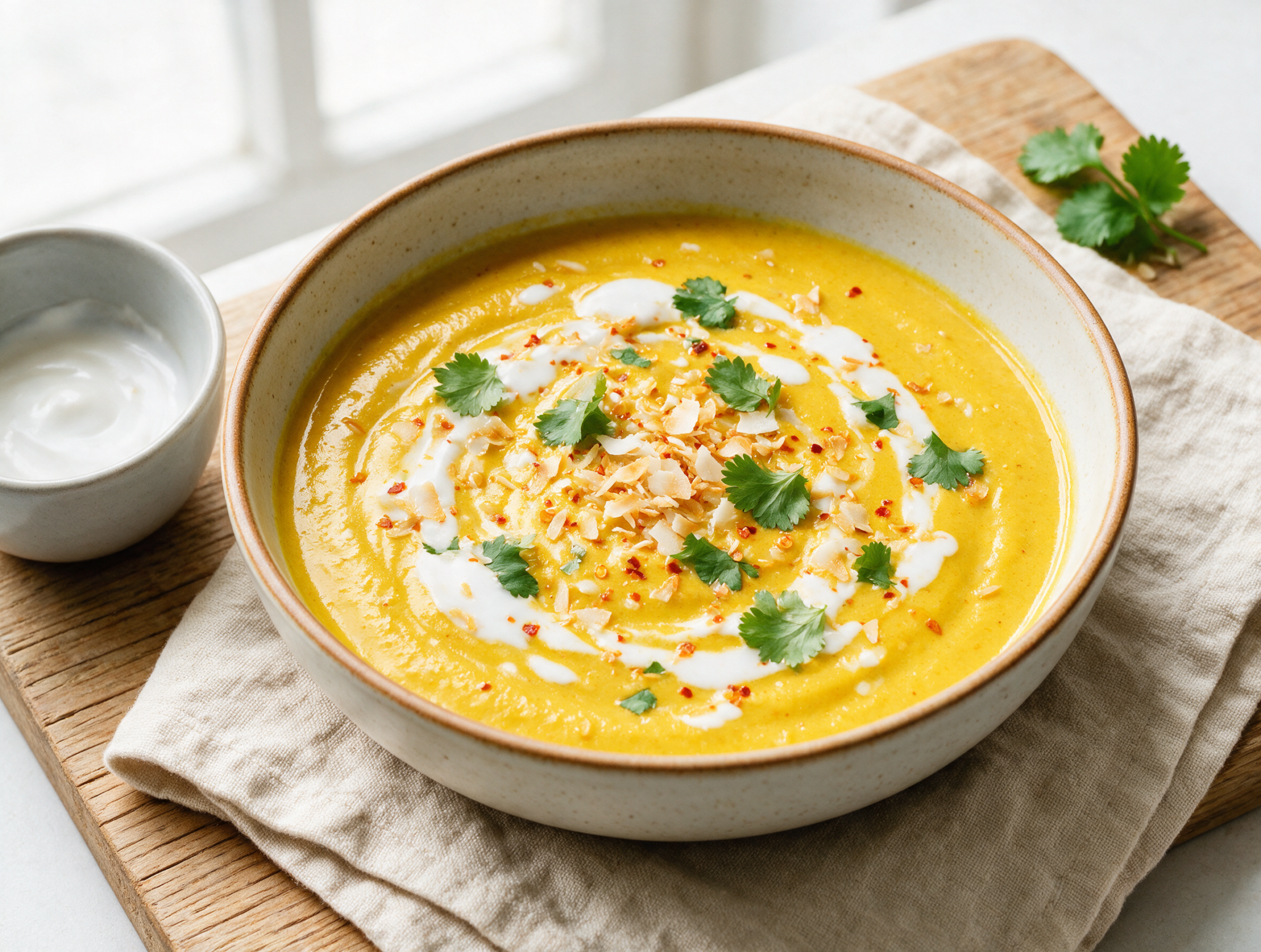 Silky Golden Coconut Cauliflower Soup with Ginger
