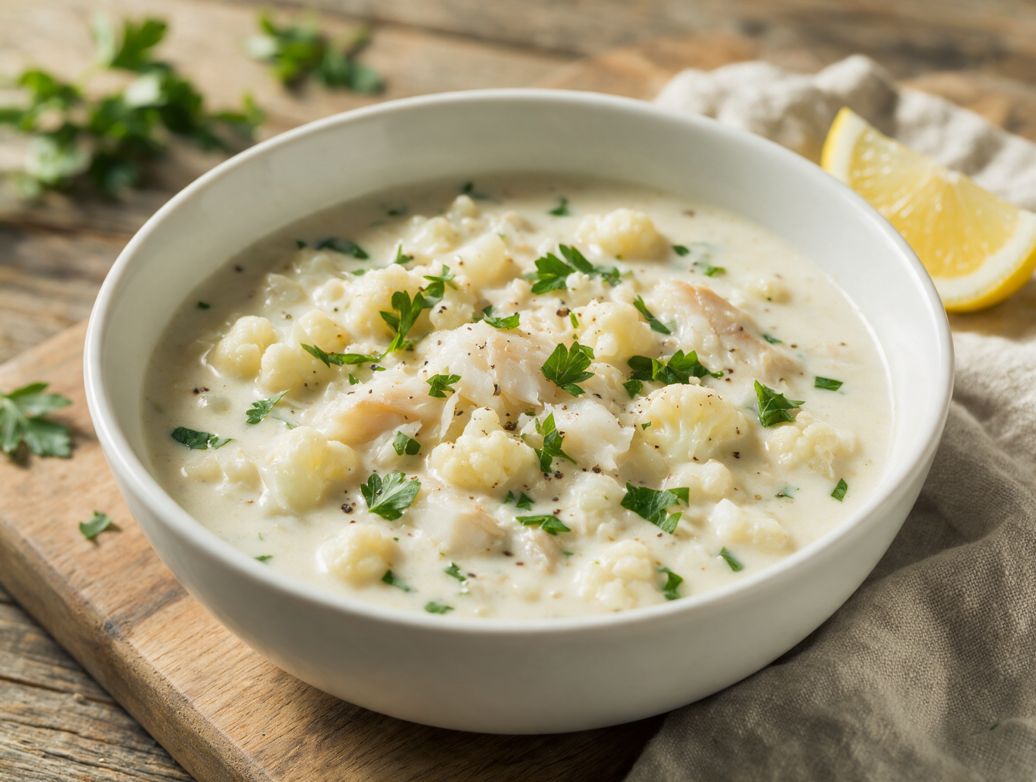 Creamy Keto Smoked Haddock Chowder with Cauliflower