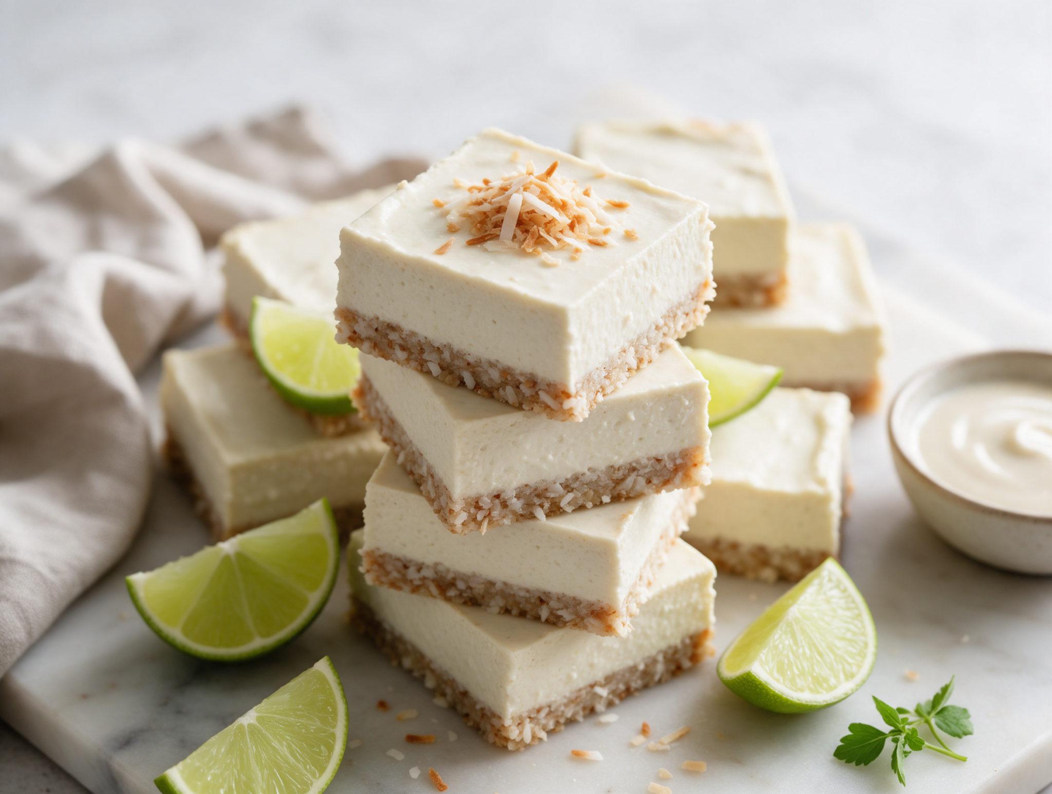 Creamy No-Bake Sugar-Free Coconut Lime Cheesecake Bars