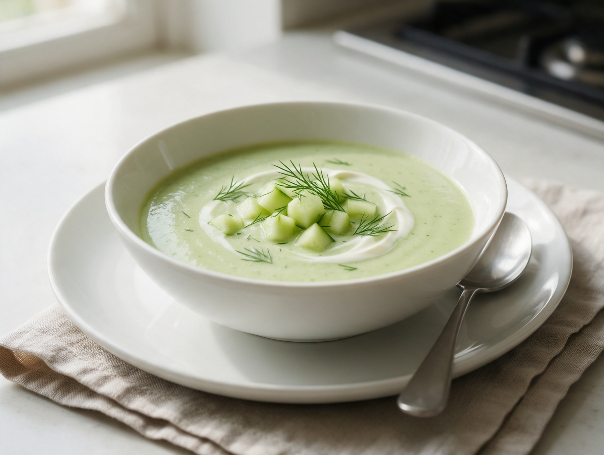 Chilled Cucumber Dill Vichyssoise: Silky and Bright