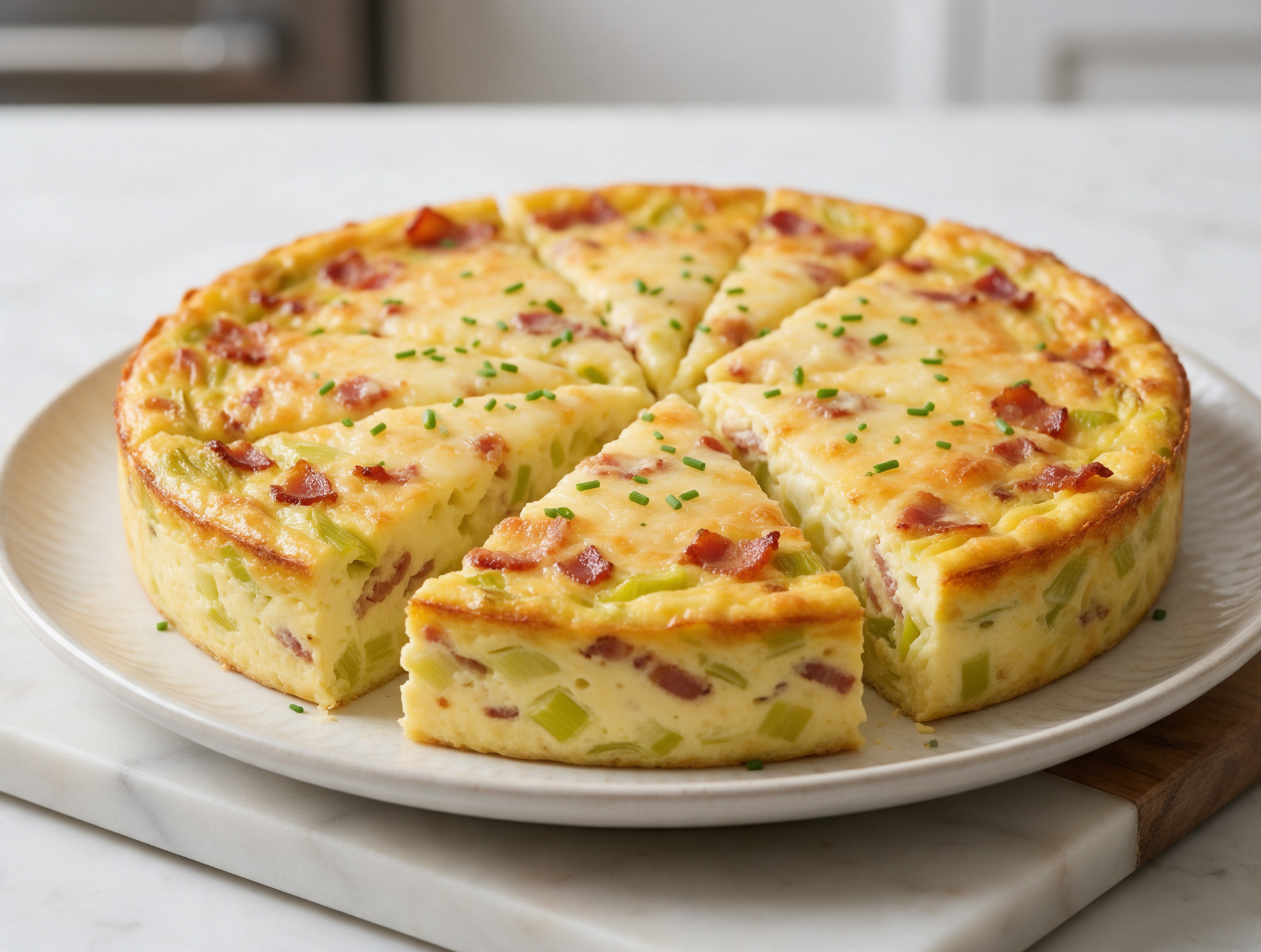Keto Crustless Bacon Leek Quiche with Gruyere