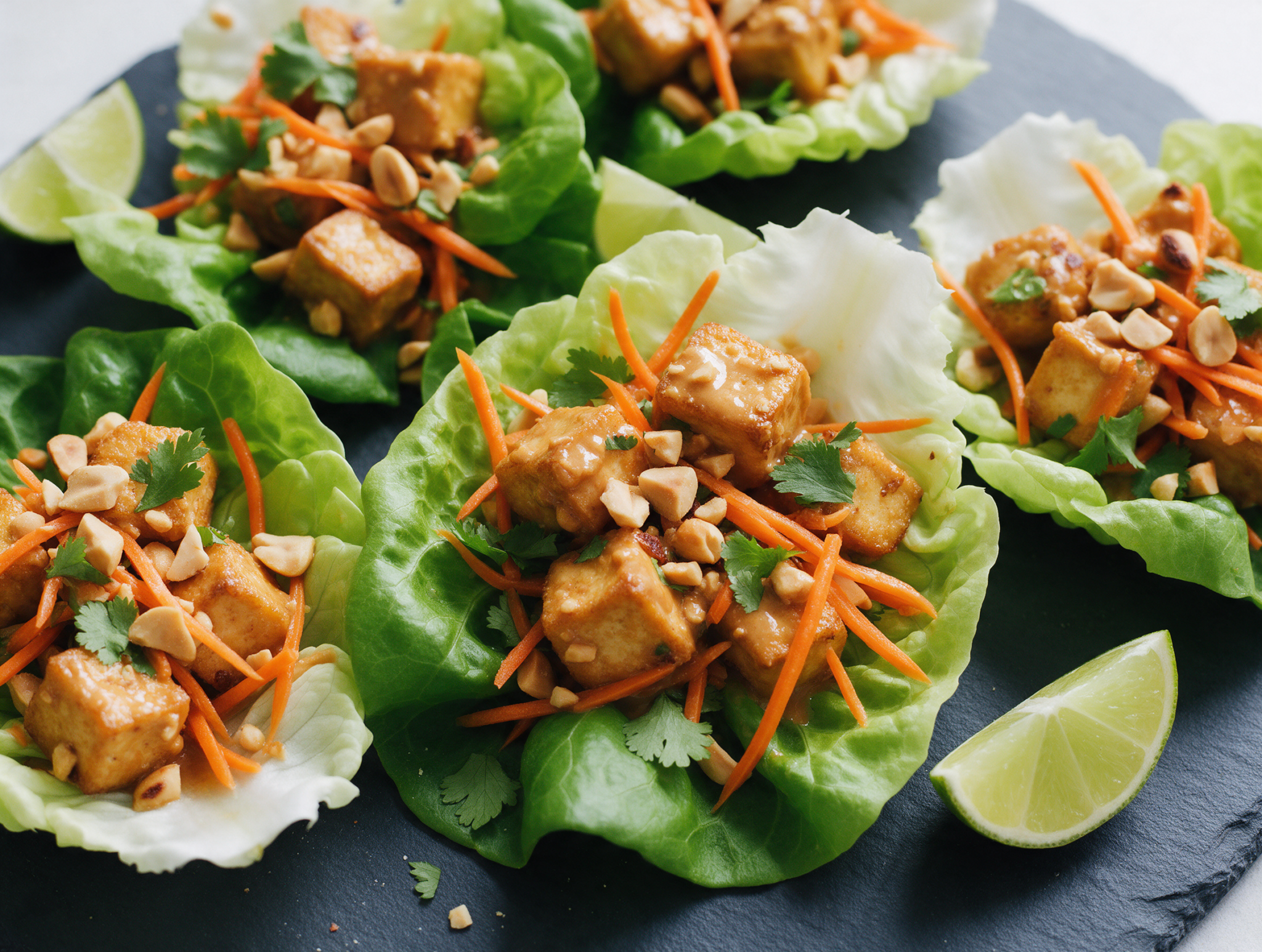 Peanut Tofu Lettuce Cups: Crispy, High-Protein Bites