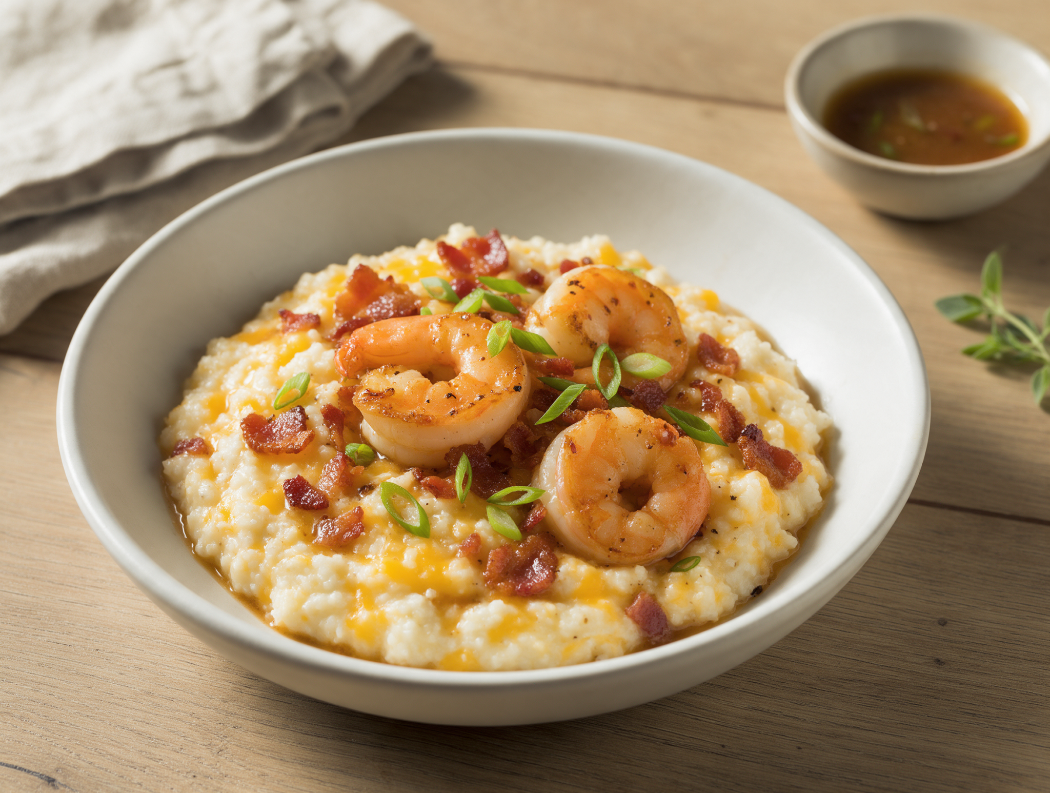 Creamy Gluten-Free Shrimp and Grits with Smoky Bacon