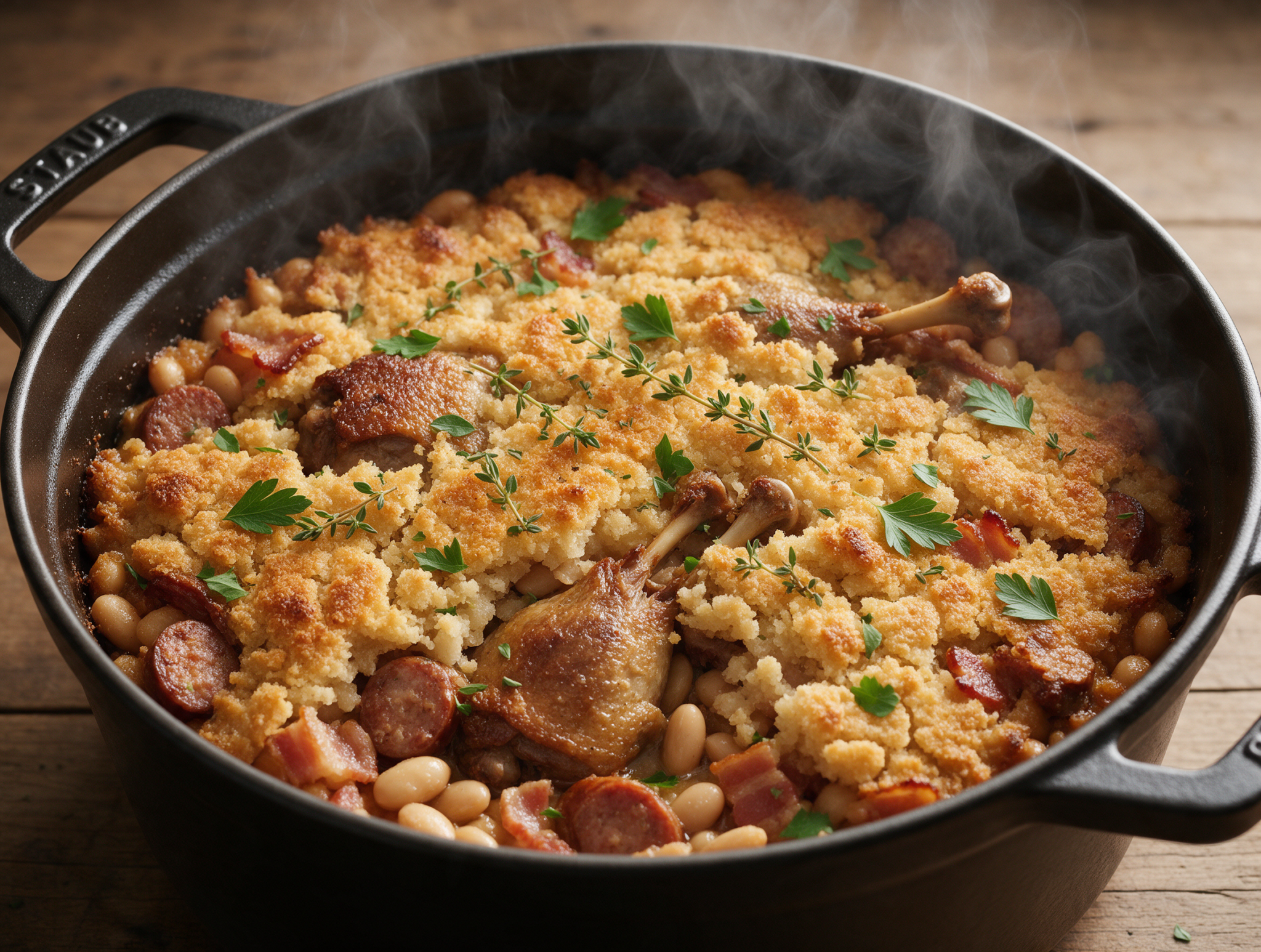 Slow-Baked French Cassoulet with White Beans and Herbs