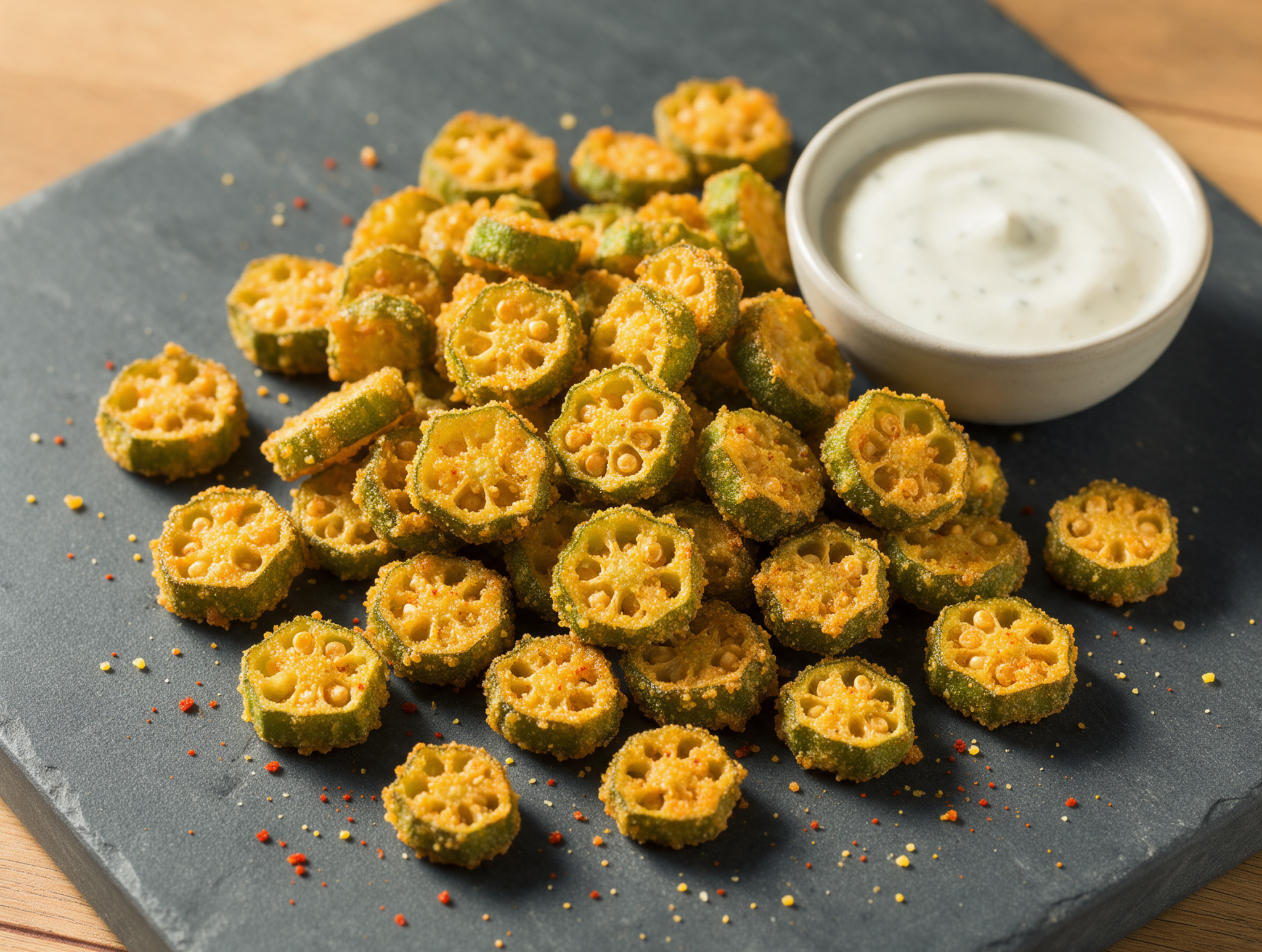 Okra Chips: Crispy, Cornmeal-Coated Air Fryer Snack
