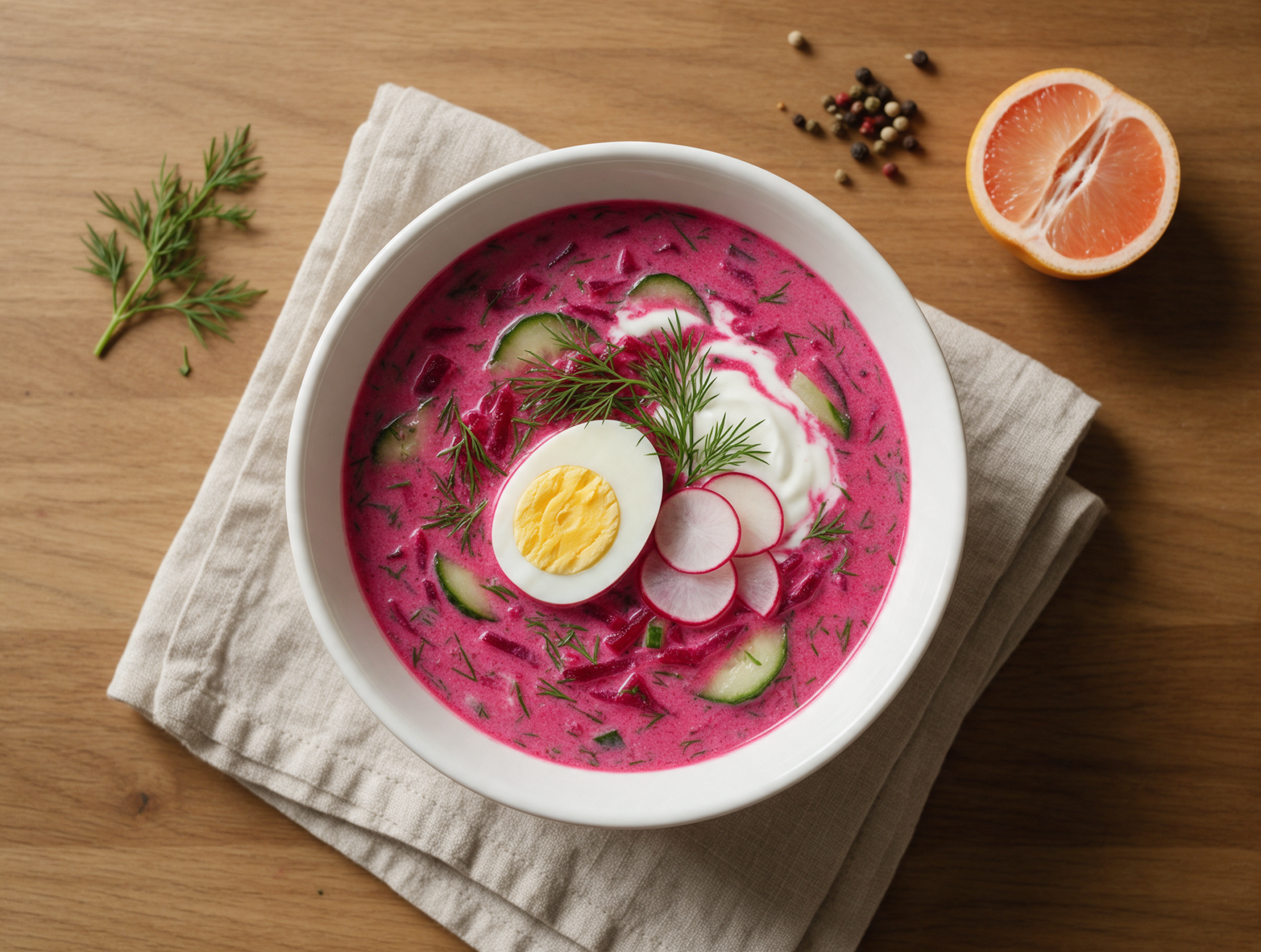 Light Chilled Beet Borscht with Dill and Buttermilk